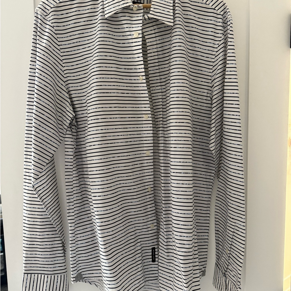 Michael Kors Navy and White Striped Shirt